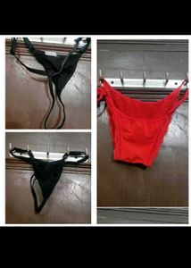 combo of 2 Black Thong and red