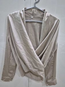 Imported Beige Wrap Front Blouse
