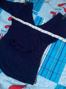 Fitted Navy Blue Crossover Cut-Out Backless Top