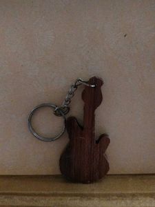Wooden A letter Guitar Keychain