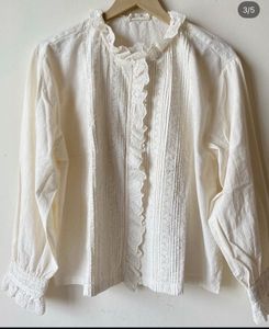 Vintage White Lace Detail Blouse