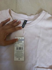 Light Pink Waffle Knit T-Shirt