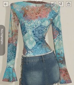 Boho Grunge Floral Print Tie-Front Top