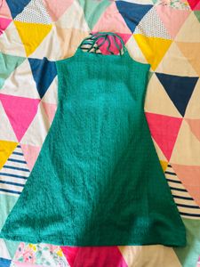 Striped Cardigan with Green Dress