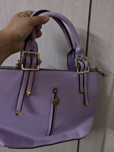 Lilac Handbag with Gold Accents