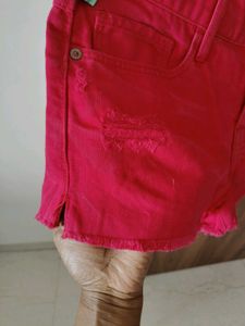 Pink Distressed Shorts