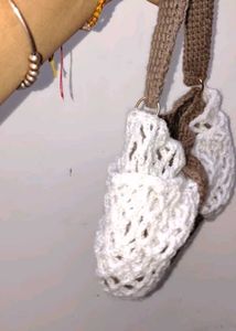 Crocheted Bow Shoulder Bag