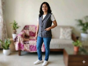 Women's Grey Sleeveless Blazer