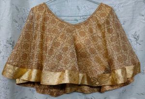 Elegant Gold Print Cape Top
