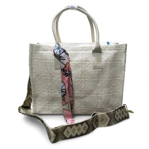 Stylish Textured Tote Bag with Scarf Accent