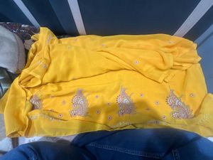 Elegant Yellow Embroidered Saree