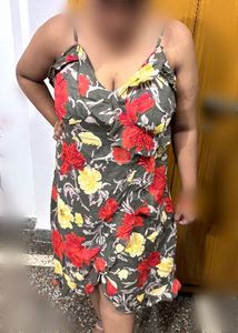 Floral Ruffle Spaghetti Strap Dress