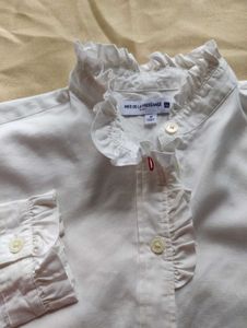 White Uniqlo Ruffled shirt