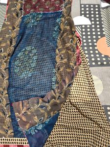 Patchwork Print Kurta multilayer maxi long dress