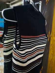 Striped Sleeveless Mock Neck Top