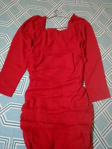 Chic Ruched Red Dress