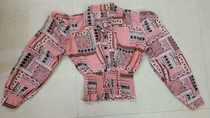 Print Button-Up Blouse