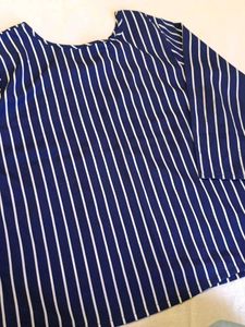 Navy &amp; White Striped Long Sleeve Top