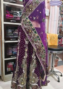 Exquisite Purple Velvet Lehenga Choli Set