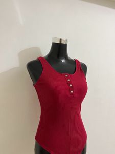 Red Sleeveless Bodysuit
