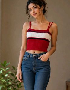 Red Striped Crop Top