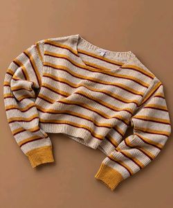 STRIPED CROPPED KNIT SWEATER