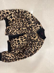 Leopard Print Bomber Jacket Size M