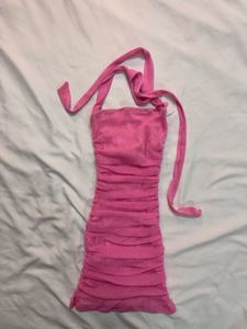Pink Ruched Mini Dress