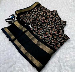 Elegant Black Embroidered Saree