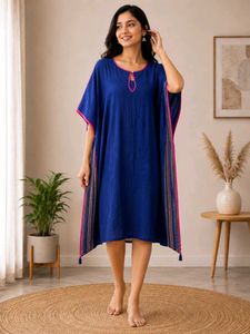 elegant kaftan suit with pink trim