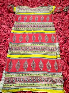 Red &amp; Yellow Printed Kurti