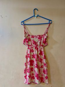 Pink Floral Cut-Out Mini Dress