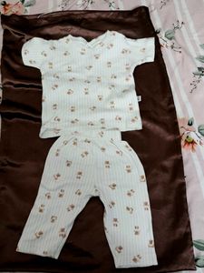 Cute Bear Print Baby Sleepsuit Set