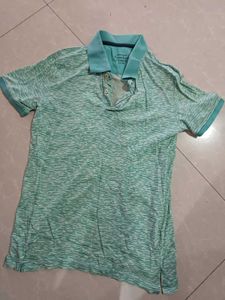 Men's Green & White Polo T-Shirt