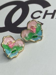 Enamel Floral Heart Earrings