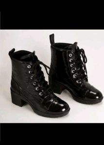 Black Lace-Up Combat Boots