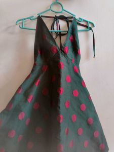 Polka Dot Halter Neck Dress