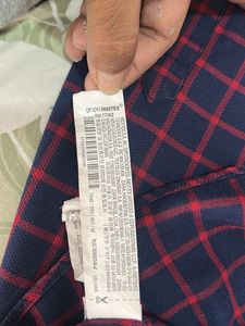 Zara Men's Navy &amp; Red Checkered Shirt