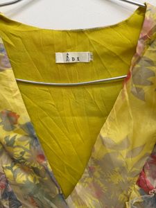 Chic Yellow Floral Print Midi Dress