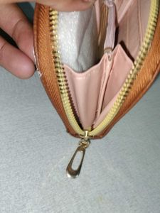 Floral Embroidered Brown Wallet