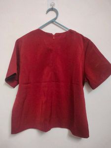 Burgundy Top with Color Block Details