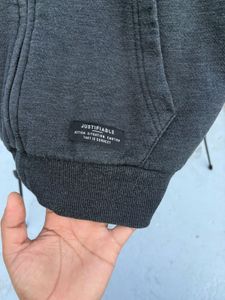 POLHAM UNISEX Grey Sherpa Lined ZIPPER Hoodie