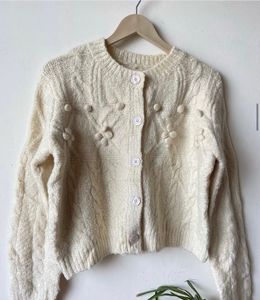 Cream Floral Knit Cardigan