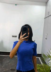 Blue Ribbed Top
