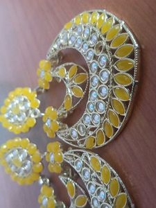 🌼 Yellow Kundan Earrings | Premium Festive Look ✨