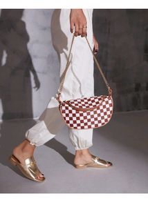 Iykyk Cheryl Classy Brown Chequered Sling Bag