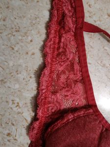 Red Lace Trim Bra