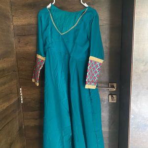 Teal Embroidered Kurta palazzo set