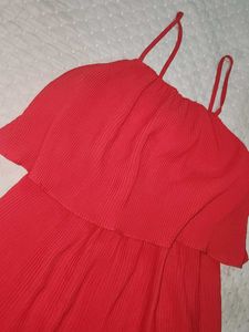 Red Ruffle Wide-Leg Jumpsuit