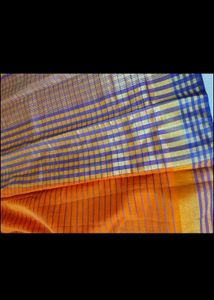Vibrant Checked Orange Saree with blouse pc